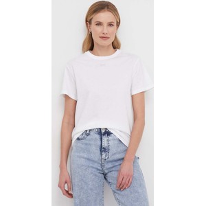 Bluzka Calvin Klein z okrągłym dekoltem w stylu casual z krótkim rękawem
