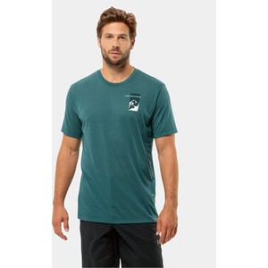 Zielony t-shirt Jack Wolfskin w stylu casual z krótkim rękawem