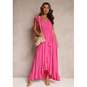 Różowa sukienka Renee maxi rozkloszowana