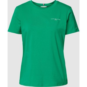 Zielony t-shirt Tommy Hilfiger z krótkim rękawem z bawełny w stylu casual