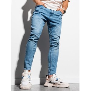 Niebieskie spodnie Ombre z jeansu