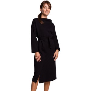 Czarna sukienka Be midi z długim rękawem w stylu casual