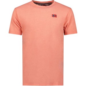 Pomarańczowy t-shirt Geographical Norway w sportowym stylu z krótkim rękawem z bawełny