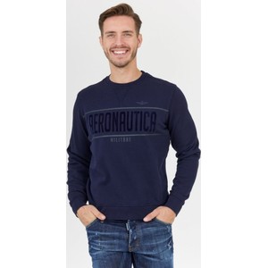Granatowa bluza Aeronautica Militare z bawełny w młodzieżowym stylu