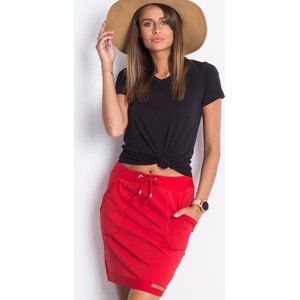 Czerwona spódnica Basic Feel Good mini w stylu casual z dresówki