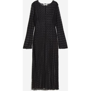 Czarna sukienka H & M z okrągłym dekoltem midi