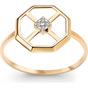 YES Art Deco - złoty pierścionek z cyrkonią
