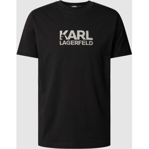 Czarny t-shirt Karl Lagerfeld z krótkim rękawem z bawełny