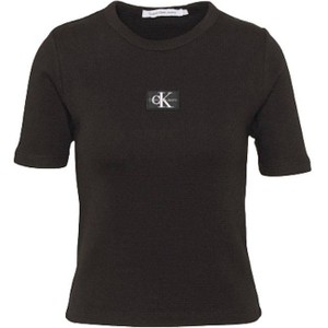 Czarny t-shirt Calvin Klein z bawełny z okrągłym dekoltem