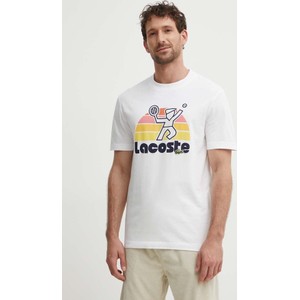 T-shirt Lacoste z bawełny z nadrukiem z krótkim rękawem
