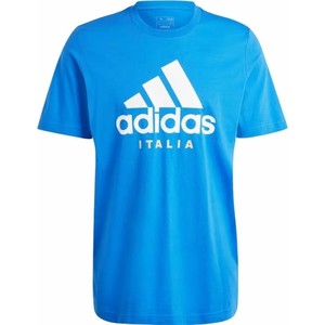 Niebieski t-shirt Adidas z krótkim rękawem w sportowym stylu