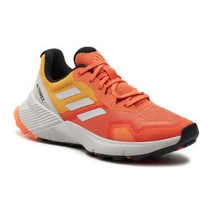 Pomarańczowe buty sportowe Adidas terrex z płaską podeszwą sznurowane