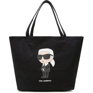Czarna torebka Karl Lagerfeld duża z nadrukiem na ramię