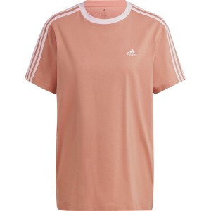 Pomarańczowy t-shirt Adidas z krótkim rękawem z okrągłym dekoltem w sportowym stylu