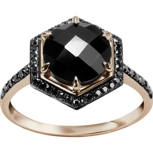 YES Midnight - złoty pierścionek z diamentami i onyksem