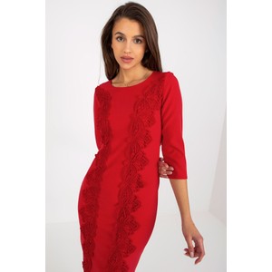 Czerwona sukienka 5.10.15 z okrągłym dekoltem mini z długim rękawem