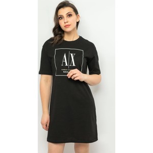 Czarny t-shirt Armani Exchange z bawełny w młodzieżowym stylu z okrągłym dekoltem