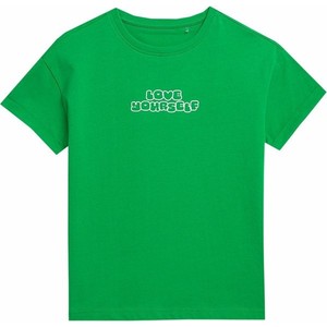 Zielona bluzka dziecięca 4F dla dziewczynek z krótkim rękawem