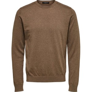 Brązowy sweter Selected Homme z bawełny w stylu casual