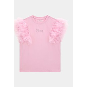 Różowa bluzka dziecięca Guess z krótkim rękawem
