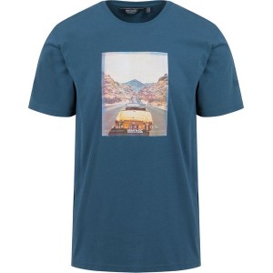 Niebieski t-shirt Regatta z krótkim rękawem z nadrukiem