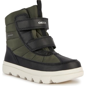 Zielone buty dziecięce zimowe Geox na rzepy