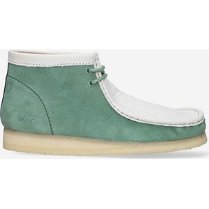 Zielone buty zimowe Clarks w stylu casual sznurowane