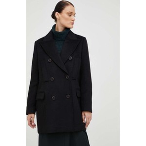 Czarny płaszcz Bruuns Bazaar z wełny przejściowa w stylu klasycznym
