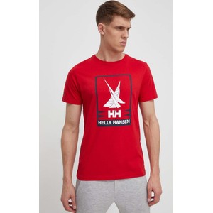Czerwony t-shirt Helly Hansen z bawełny z krótkim rękawem w młodzieżowym stylu