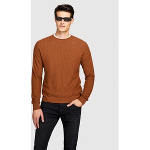 Brązowy sweter Sisley z okrągłym dekoltem w stylu casual