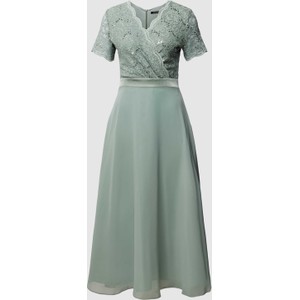 Zielona sukienka Swing z krótkim rękawem z szyfonu maxi