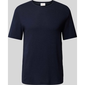 Granatowy t-shirt S.Oliver z bawełny z krótkim rękawem w stylu casual