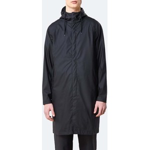 Czarny płaszcz Rains z kapturem przejściowa w stylu casual