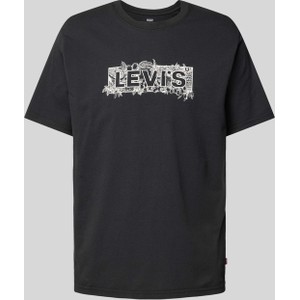 Czarny t-shirt Levis w młodzieżowym stylu z bawełny z nadrukiem
