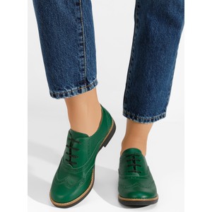 Zielone półbuty Zapatos w stylu casual z płaską podeszwą