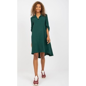 Zielona sukienka ITALY MODA z dekoltem w kształcie litery v w stylu casual z długim rękawem