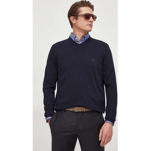 Granatowy sweter Hugo Boss ze stójką z bawełny w stylu casual