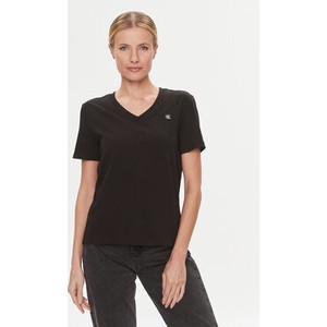 T-shirt Calvin Klein z dekoltem w kształcie litery v w stylu casual z krótkim rękawem