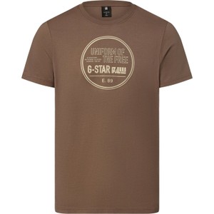 Brązowy t-shirt G-Star Raw w młodzieżowym stylu z bawełny z krótkim rękawem