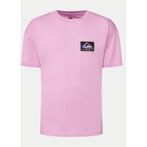 Różowy t-shirt Quiksilver w stylu casual z krótkim rękawem
