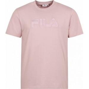 Różowy t-shirt Fila z okrągłym dekoltem z dzianiny