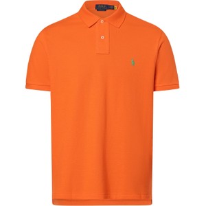 Pomarańczowa koszulka polo POLO RALPH LAUREN z bawełny z krótkim rękawem