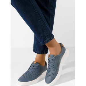 Niebieskie półbuty Zapatos w stylu casual z płaską podeszwą sznurowane