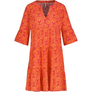 Pomarańczowa sukienka SUBLEVEL z dekoltem w kształcie litery v oversize z krótkim rękawem