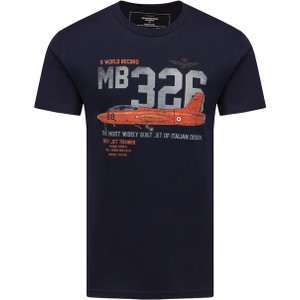 Granatowy t-shirt Aeronautica Militare z bawełny