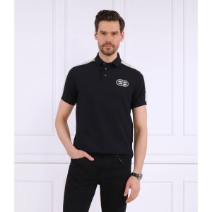 Czarna koszulka polo Emporio Armani w stylu casual z krótkim rękawem