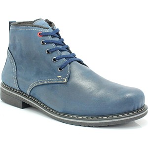 Niebieskie buty zimowe Kent ze skóry sznurowane w stylu casual