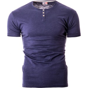 Niebieski t-shirt Risardi z krótkim rękawem z bawełny w stylu casual
