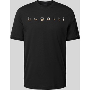 Czarny t-shirt Bugatti z nadrukiem z bawełny