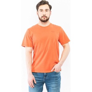 Pomarańczowy t-shirt Pepe Jeans w stylu casual z krótkim rękawem
